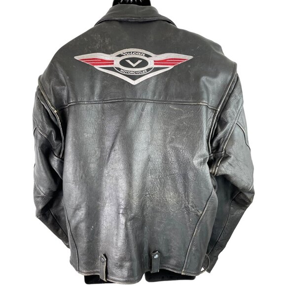Vulcan Motorcycles Ripples Black Belted Lined Motorcycle Jacket Mens Size Large - Picture 2 of 16